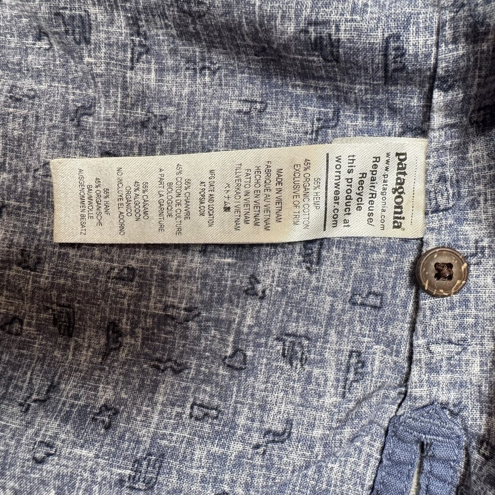 Patagonia Back Step Mens XXL Blue All Over Print Short Sleeve Button Up Shirt - Picture 6 of 12